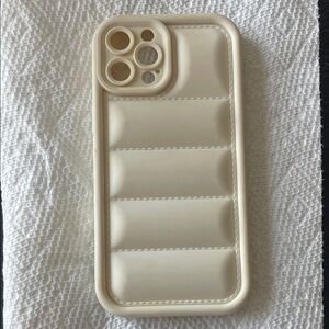 Cream Padded Phone Case with Camera Protection